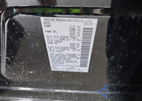 2020 Nissan Pathfinder S 2Wd из США, поврежденный, VIN 5N1DR2AN9LC631244